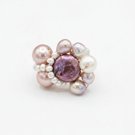 Inel cu Perle Naturale Multicolore și Design Cluster - OK Lux. All rights reserved. - Rings - 