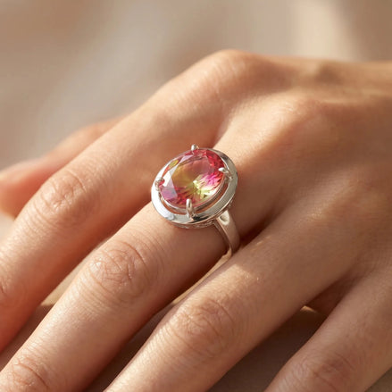Inel din argint 925 cu topaz mistic oval - OK Lux. All rights reserved. - Inele - 