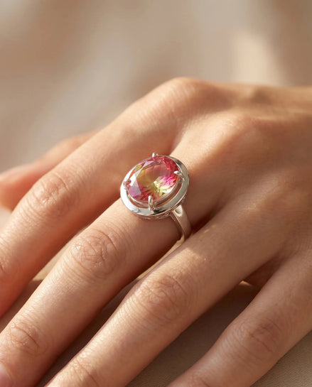 Inel din argint 925 cu topaz mistic oval - OK Lux. All rights reserved. - Inele - 