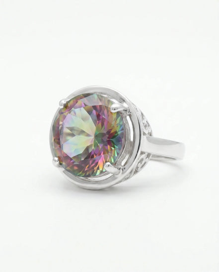 Inel din argint 925 cu topaz mistic rotund - OK Lux. All rights reserved. - Inele - 
