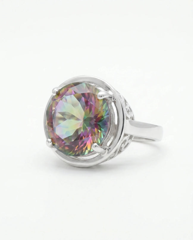 Inel din argint 925 cu topaz mistic rotund - OK Lux. All rights reserved. - Inele - 