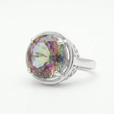 Inel din argint 925 cu topaz mistic rotund - OK Lux. All rights reserved. - Inele - 