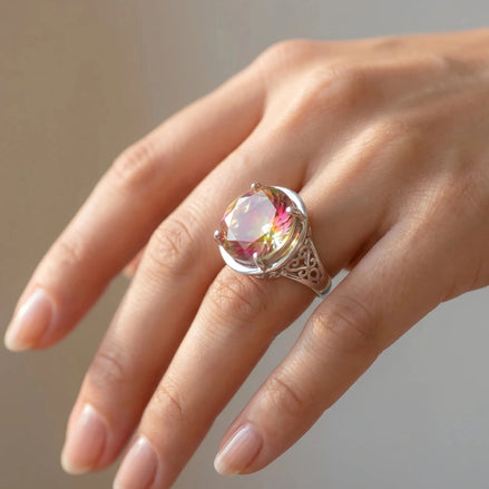 Inel din argint 925 cu topaz mistic rotund - OK Lux. All rights reserved. - Inele - 