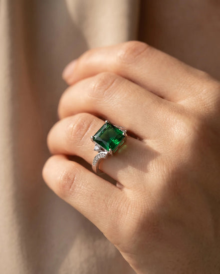 Inel din argint 925 cu zirconiu verde - OK Lux. All rights reserved. - Inele - 
