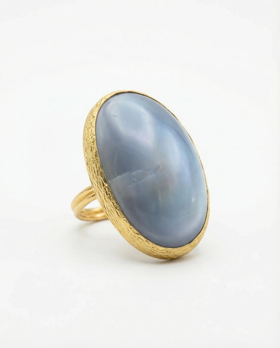 Inel Pearl Bleu – Aur 24K - OK Lux. All rights reserved. - Inele - 