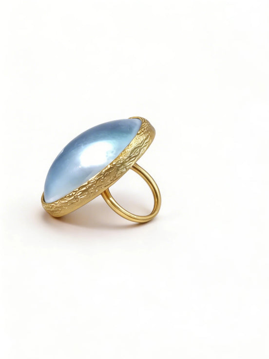 Inel Pearl Bleu – Aur 24K - OK Lux. All rights reserved. - Inele - 