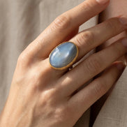 Inel Pearl Bleu – Oțel placat Aur 24K - OK Lux. All rights reserved. - Inele - 