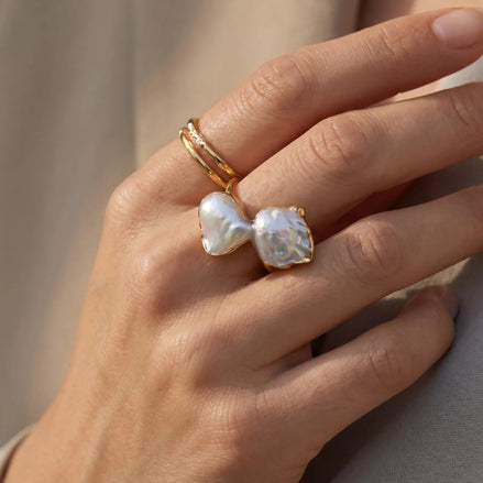 Inel Pearl Touch – Oțel placat Aur 24K - OK Lux. All rights reserved. - Inele - 