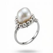 Inel Perlă Naturală și Coroană de Cristale - OK Lux. All rights reserved. - Rings - 