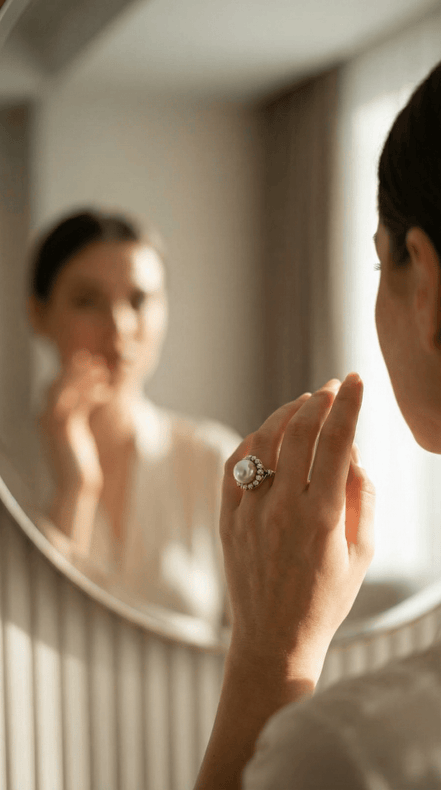 Inel Perlă Naturală și Coroană de Cristale - OK Lux. All rights reserved. - Rings - 