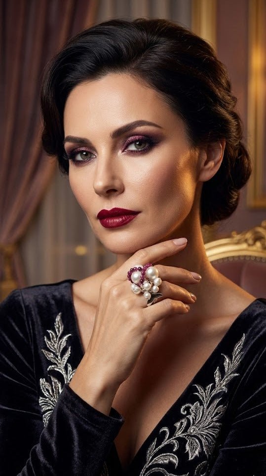 Inel Perle Naturale Baroc și Rubine Fațetate - OK Lux. All rights reserved. - Rings - 