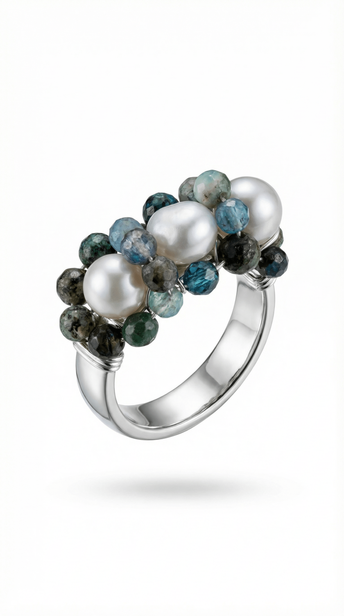 Inel realizat manual din otel inoxidabil cu perle de cultura - OK Lux. All rights reserved. - Rings - 