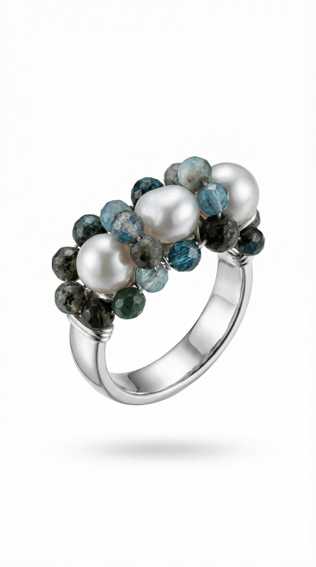 Inel realizat manual din otel inoxidabil cu perle de cultura - OK Lux. All rights reserved. - Rings - 