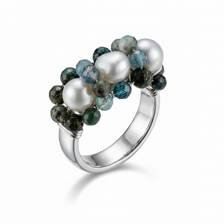 Inel realizat manual din otel inoxidabil cu perle de cultura - OK Lux. All rights reserved. - Rings - 