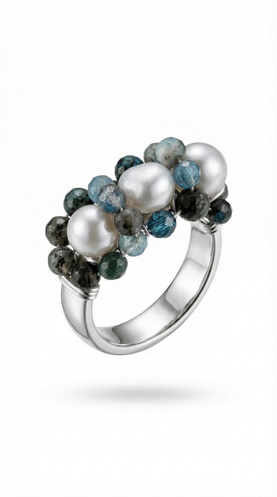 Inel realizat manual din otel inoxidabil cu perle de cultura - OK Lux. All rights reserved. - Rings - 