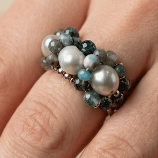 Inel realizat manual din otel inoxidabil cu perle de cultura - OK Lux. All rights reserved. - Rings - 