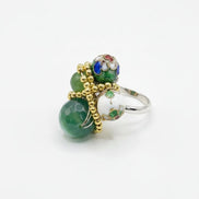 Inel Statement Agat Verde Fațetat și Artă Cloisonné – Handmade by Laura Stoica - OK Lux. All rights reserved. - Rings - 