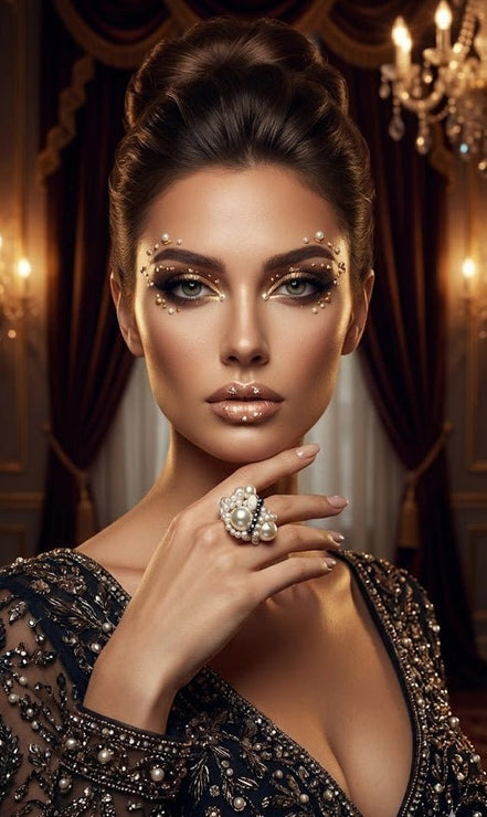 Inel Statement Contrast Imperial – Perle Baroc și Cristale Negre - OK Lux. All rights reserved. - 