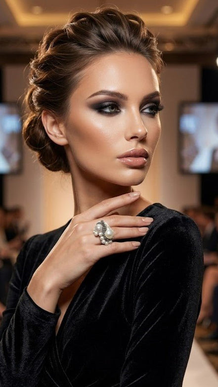 Inel Statement Handmade cu Perle Naturale Baroc și Cristale Hematit – Design Unicat | OK - LUX - OK Lux. All rights reserved. - 