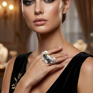 Inel Statement Handmade cu Perle Naturale de Cultură și Cristale Fațetate – Colecția Exclusivă OK - LUX - OK Lux. All rights reserved. - Rings - 