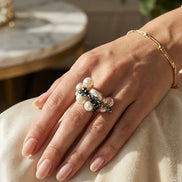 Inel Statement Handmade cu Perle Naturale de Cultură și Cristale Fațetate – Colecția Exclusivă OK - LUX - OK Lux. All rights reserved. - Rings - 