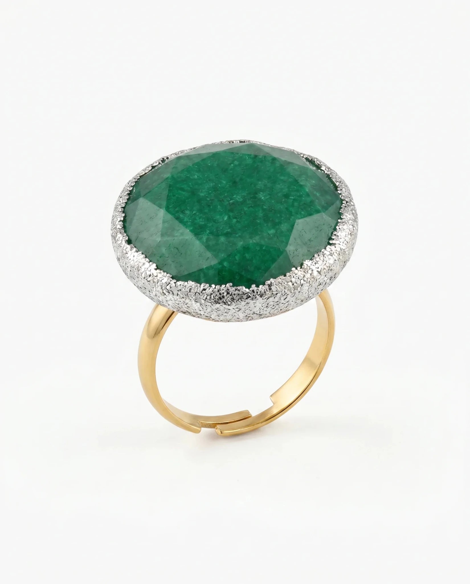 Inel unicat din jad verde cu glitter - OK Lux. All rights reserved. - Bijuterii - 