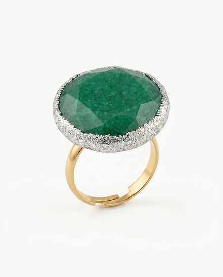 Inel unicat din jad verde cu glitter - OK Lux. All rights reserved. - Bijuterii - 