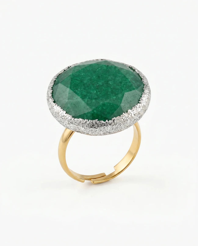 Inel unicat din jad verde cu glitter - OK Lux. All rights reserved. - Bijuterii - 