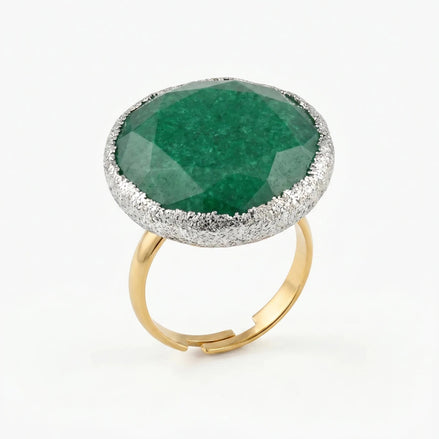 Inel unicat din jad verde cu glitter - OK Lux. All rights reserved. - Bijuterii - 