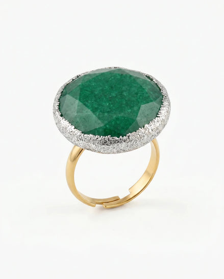 Inel unicat din jad verde cu glitter - OK Lux. All rights reserved. - Bijuterii - 