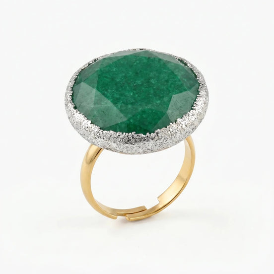 Inel unicat din jad verde cu glitter - OK Lux. All rights reserved. - Bijuterii - 