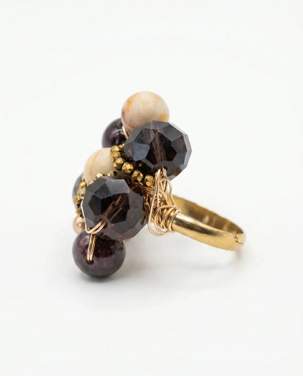 Inel unicat din jasp, agate, granat și cristale - OK Lux. All rights reserved. - Bijuterii - 