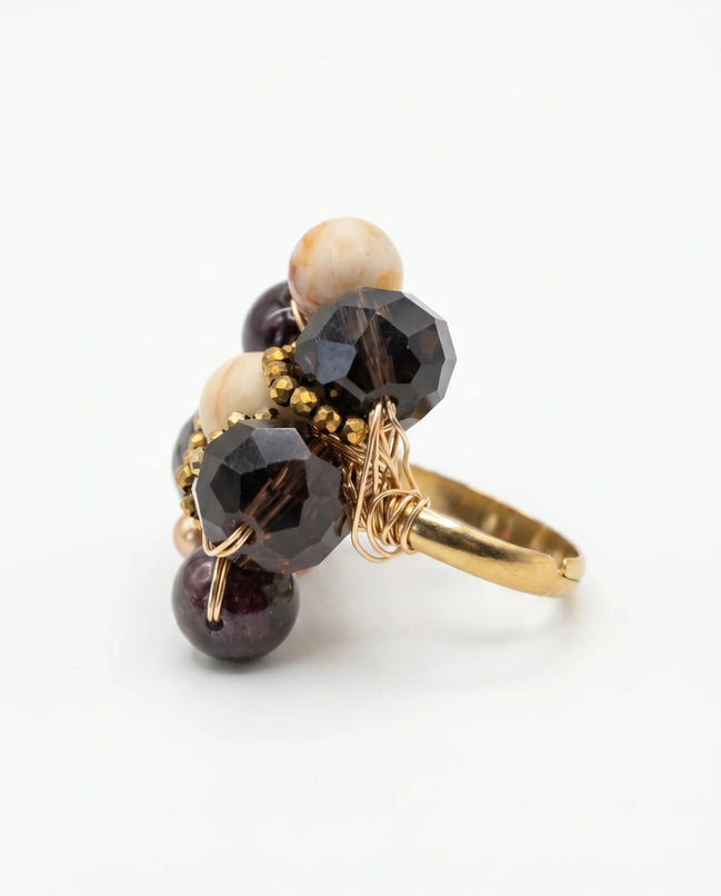 Inel unicat din jasp, agate, granat și cristale - OK Lux. All rights reserved. - Bijuterii - 