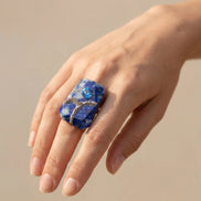 Inel unicat din lapis lazuli cu cristal și glitter - OK Lux. All rights reserved. - Bijuterii - 