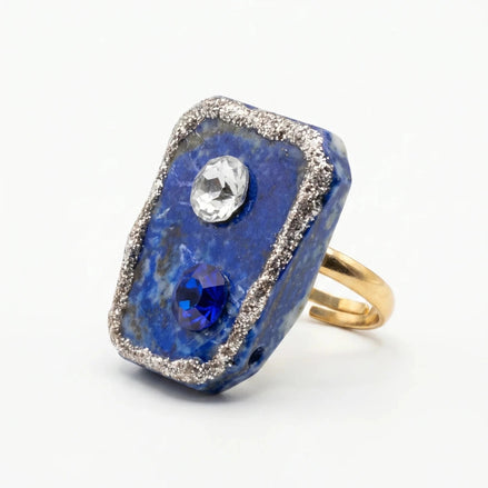 Inel unicat din lapis lazuli cu cristale - OK Lux. All rights reserved. - Bijuterii - 