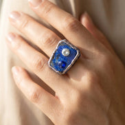 Inel unicat din lapis lazuli cu cristale - OK Lux. All rights reserved. - Bijuterii - 