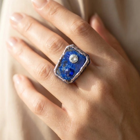 Inel unicat din lapis lazuli cu cristale - OK Lux. All rights reserved. - Bijuterii - 