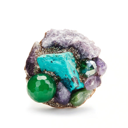 Inel unicat reglabil cu shatukit, jad și ametist - OK Lux. All rights reserved. - Inel - 