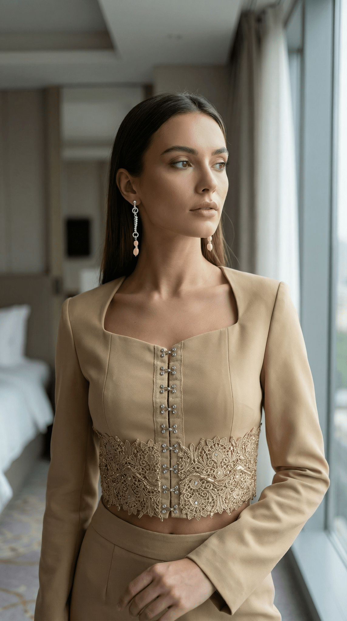 Jacheta eleganta bej, accesorizata manual - OK Lux. All rights reserved. - Jackets - 