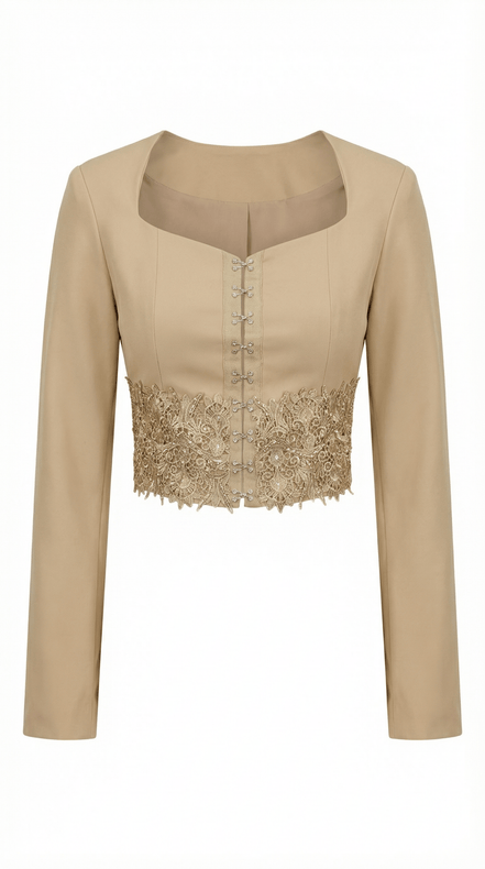 Jacheta eleganta bej, accesorizata manual - OK Lux. All rights reserved. - Jackets - 