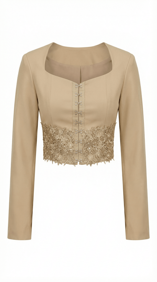 Jacheta eleganta bej, accesorizata manual - OK Lux. All rights reserved. - Jackets - 