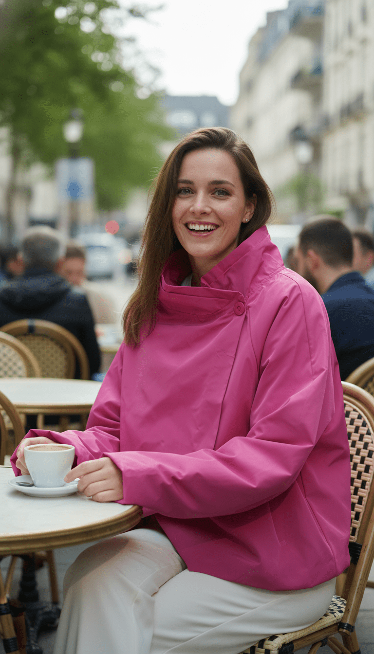 Jachetă relaxată roz feminină - OK Lux. All rights reserved. - Jackets - 