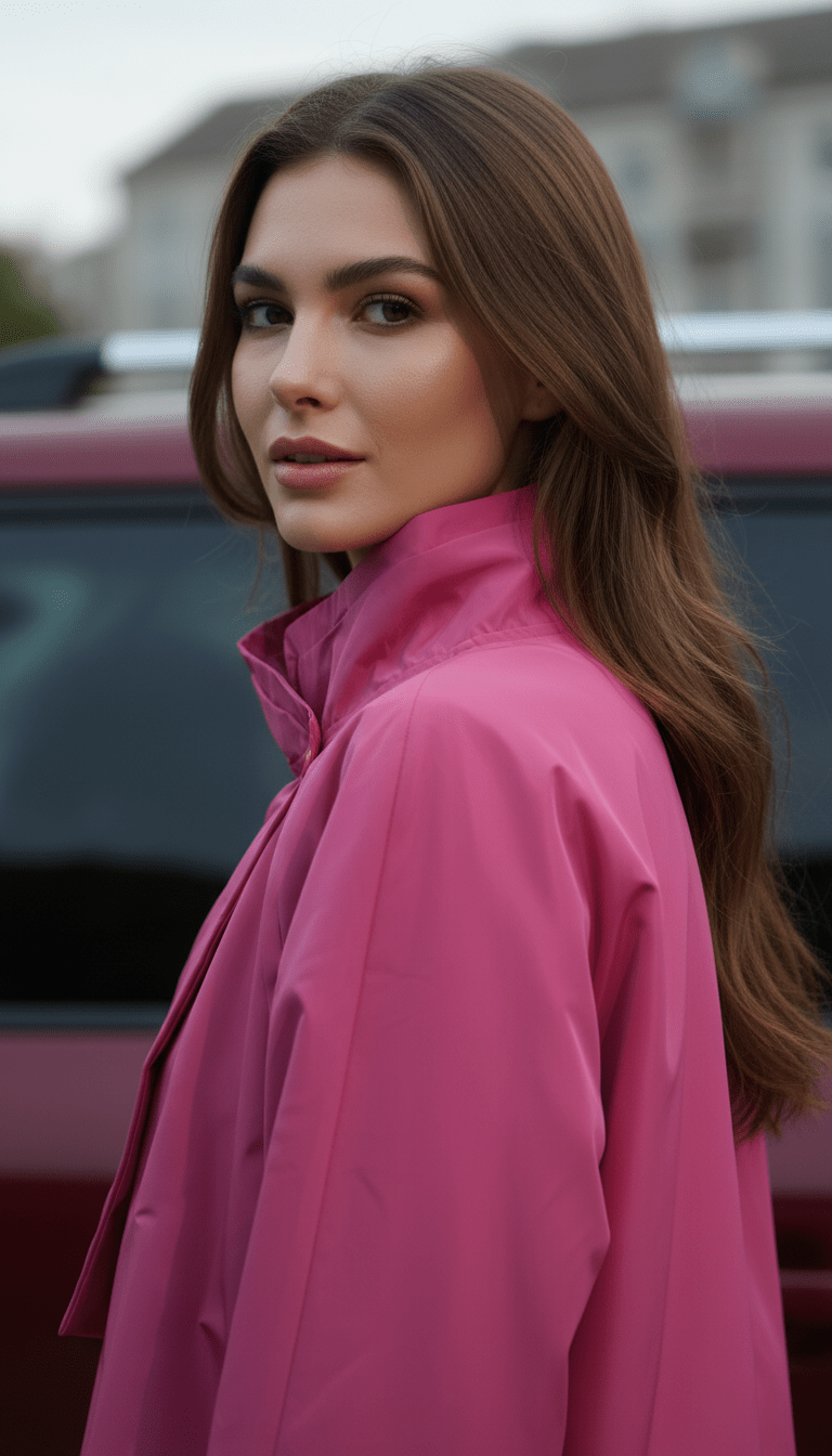 Jachetă relaxată roz feminină - OK Lux. All rights reserved. - Jackets - 