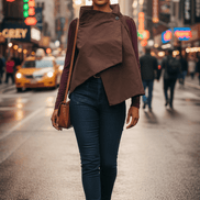 Jachetă scurtă maro ciocolatiu, croi lejer - OK Lux. All rights reserved. - Jackets - CHOCOLATE BROWN - 