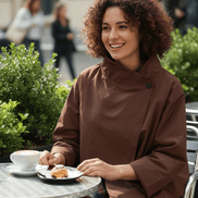 Jachetă scurtă maro ciocolatiu, croi lejer - OK Lux. All rights reserved. - Jackets - CHOCOLATE BROWN - 