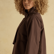 Jachetă scurtă maro ciocolatiu, croi lejer - OK Lux. All rights reserved. - Jackets - CHOCOLATE BROWN - 