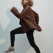 Jachetă scurtă maro ciocolatiu, croi lejer - OK Lux. All rights reserved. - Jackets - CHOCOLATE BROWN - 