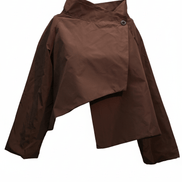 Jachetă scurtă maro ciocolatiu, croi lejer - OK Lux. All rights reserved. - Jackets - CHOCOLATE BROWN - 