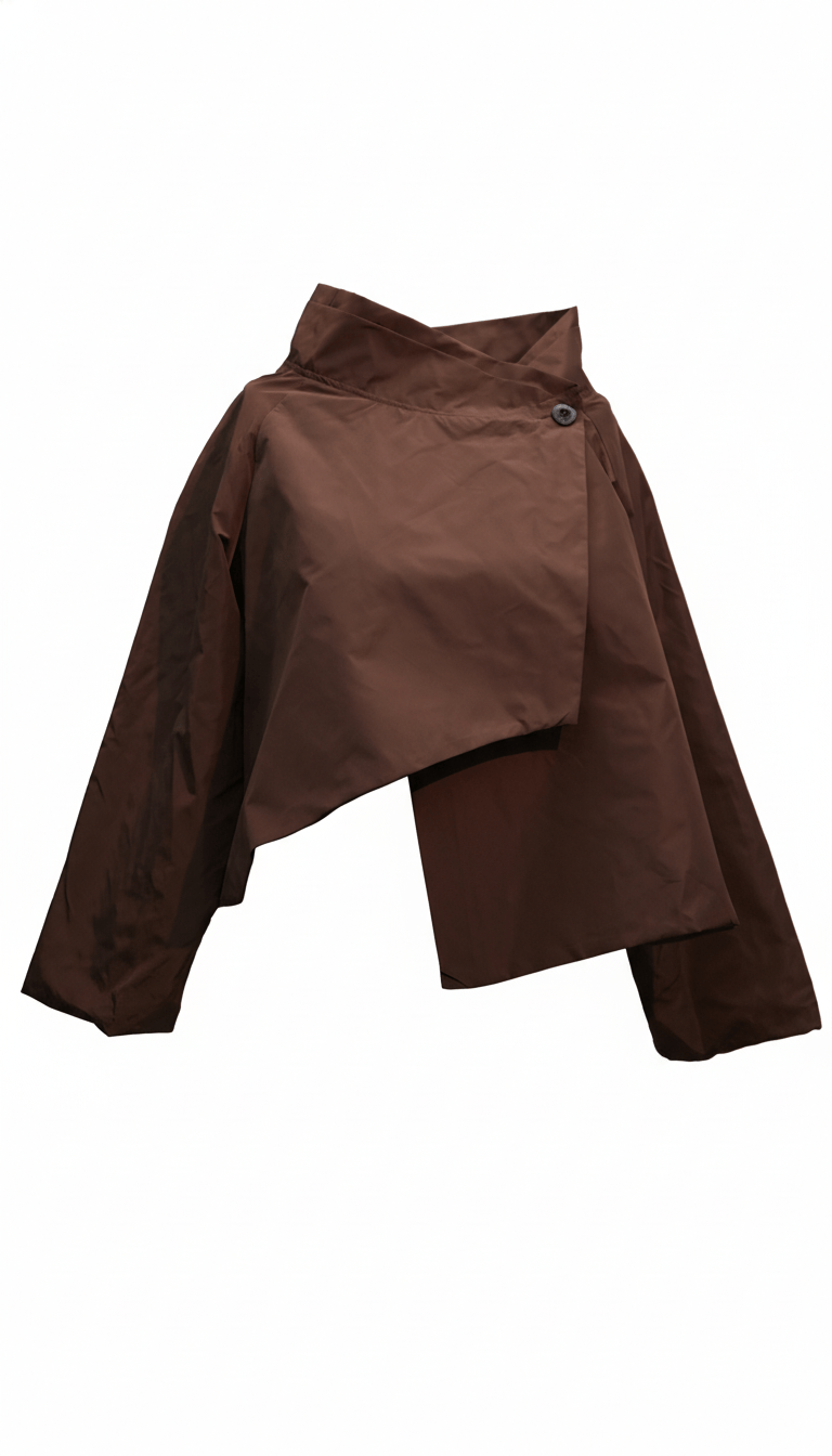 Jachetă scurtă maro ciocolatiu, croi lejer - OK Lux. All rights reserved. - Jackets - CHOCOLATE BROWN - 