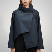 Jachetă tip mantie gri - OK Lux. All rights reserved. - Jackets - BLACK - 